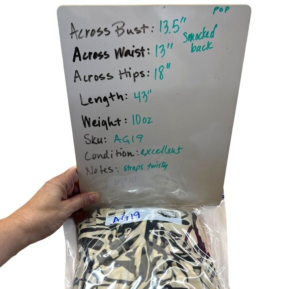 Patrons Of Peace Tropical Leaf Print V-Neck Sundress Ivory Black Size XS - Picture 12 of 12